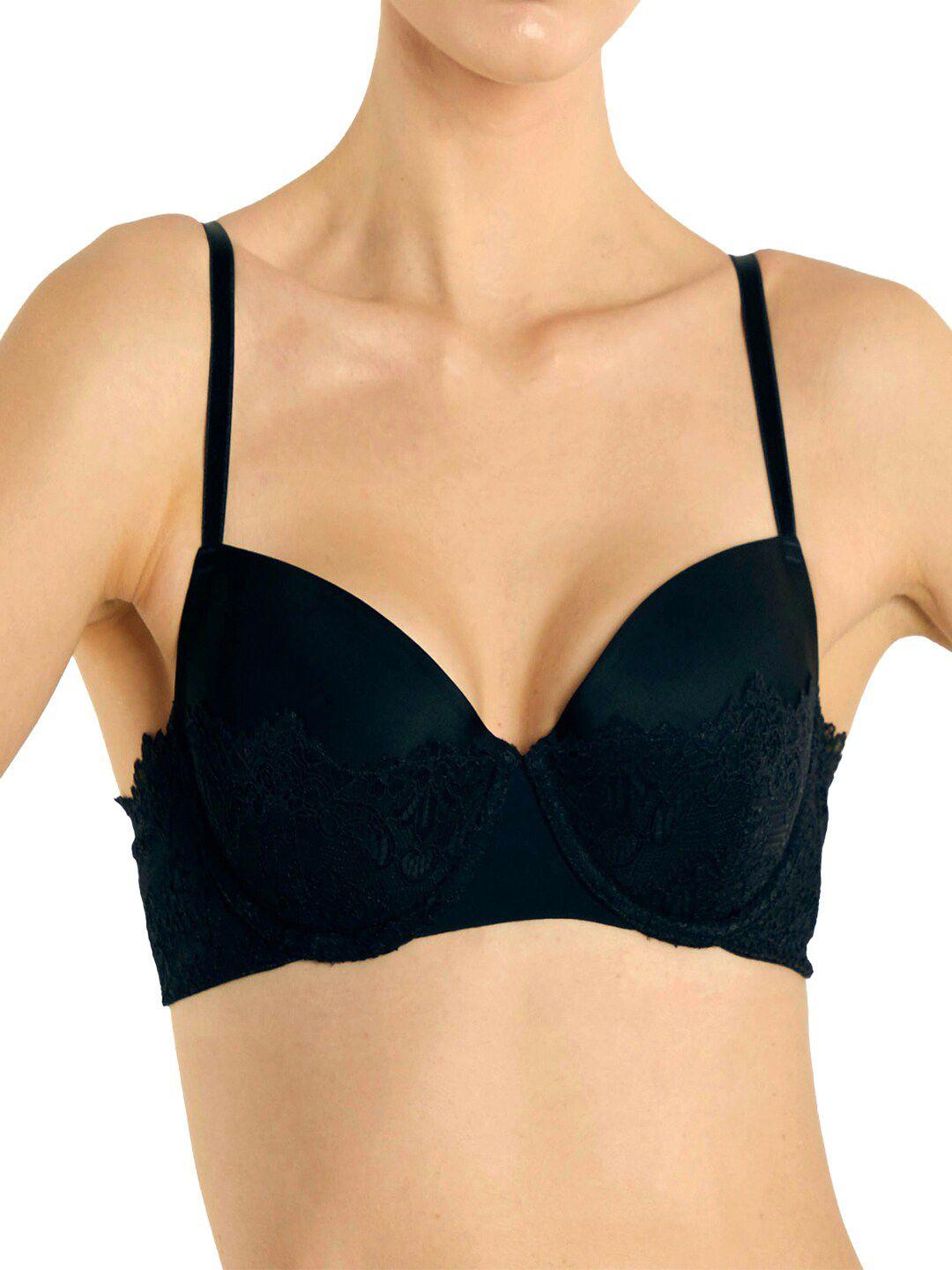 yamamay black bra orchidea underwired lightly padded