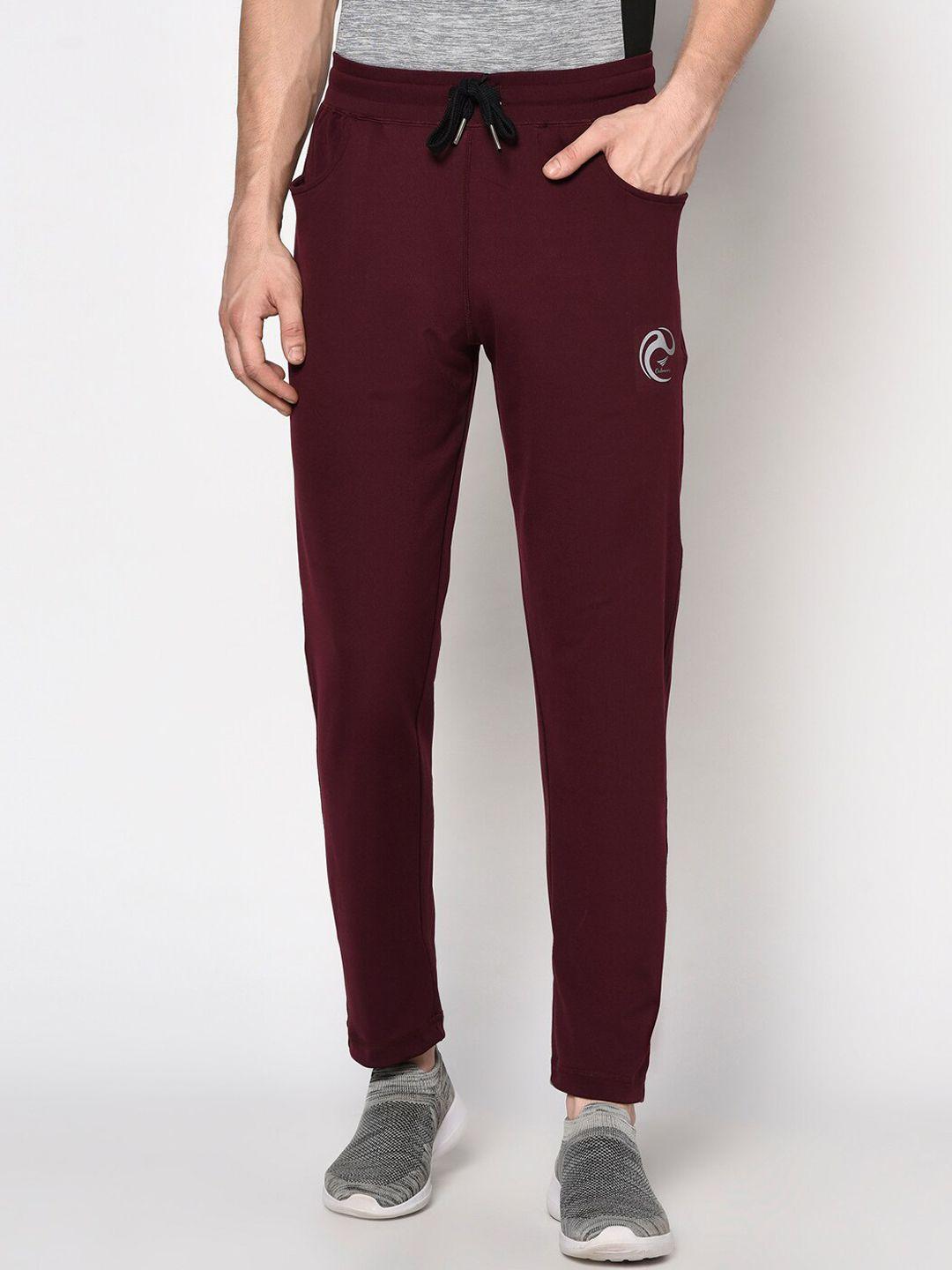 oakmans men maroon brand logo printed cotton track pants