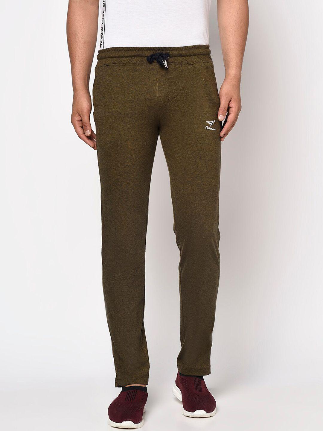 oakmans men olive green solid cotton track pants