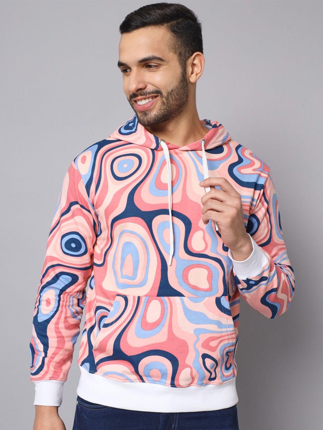 the dry state men pink printed hooded fleece sweatshirt