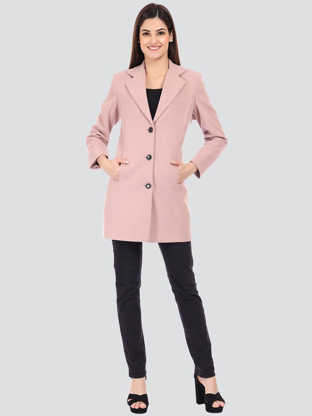 young club classic women pink notched lapel collar wool overcoats