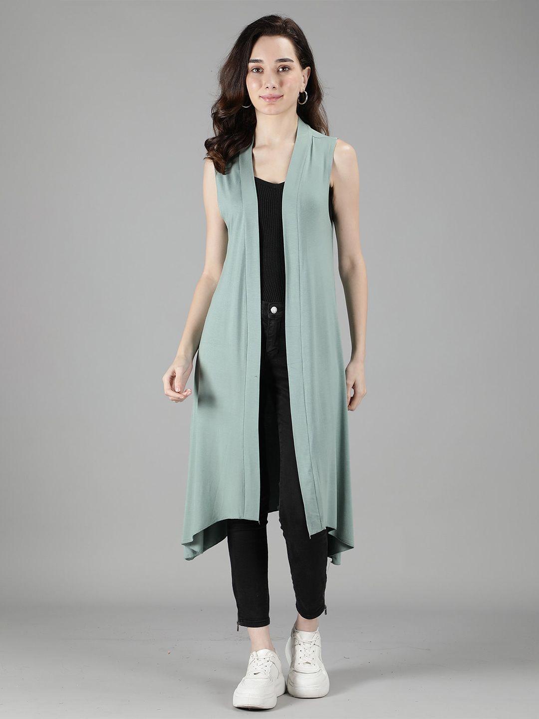 nimble women green longline open front shrug