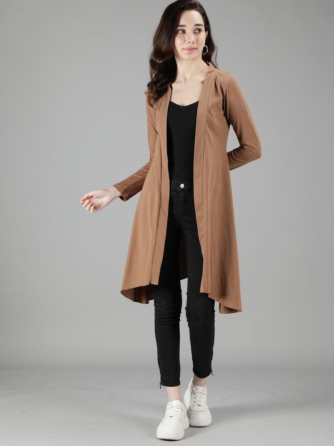 nimble women brown longline open front cotton shrug