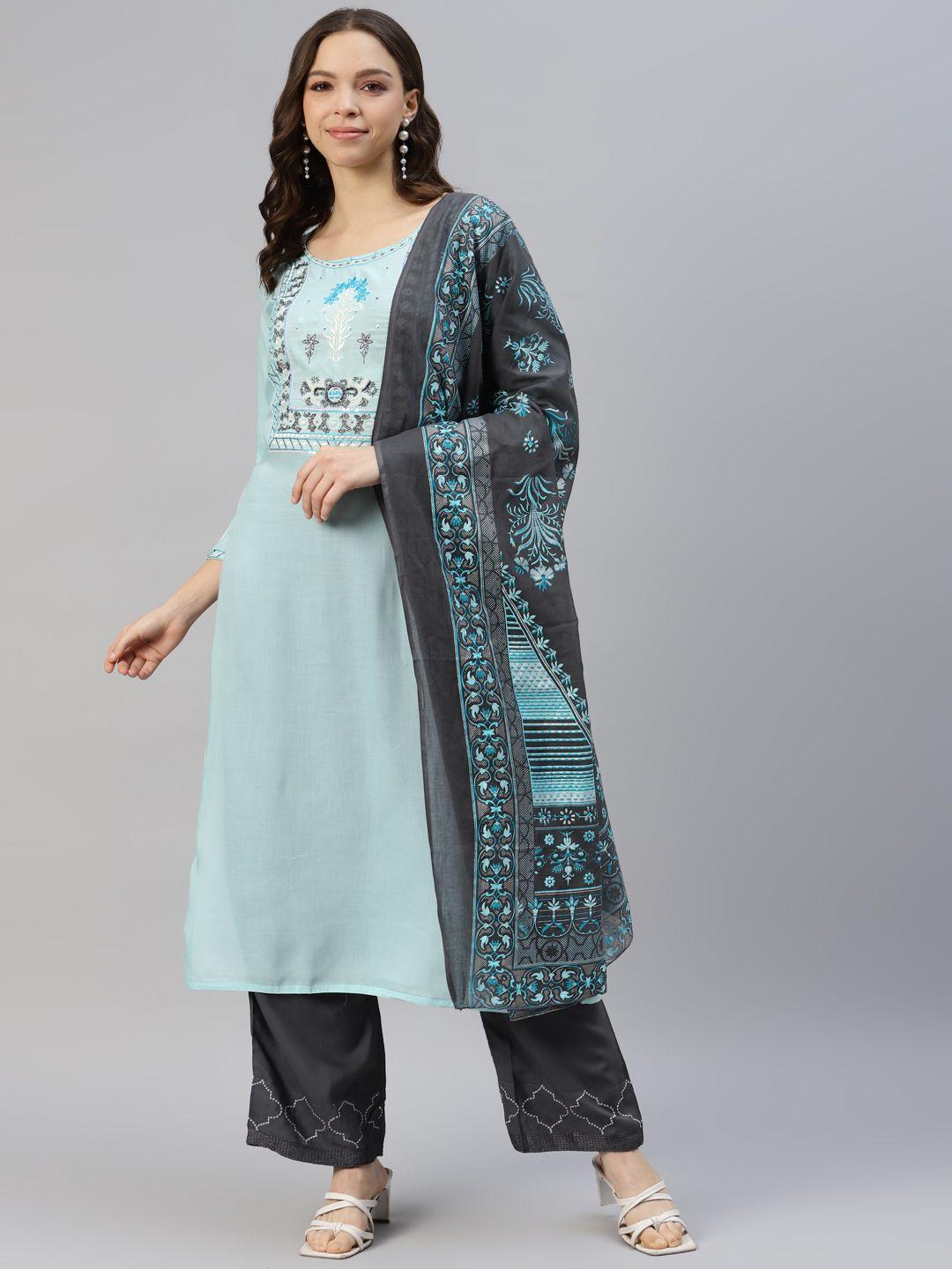 divyank women ethnic motifs yoke design chanderi silk kurta with palazzos & with dupatta