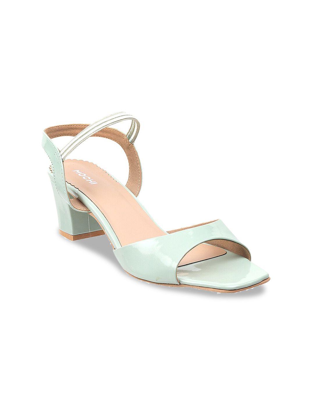 mochi green block heels