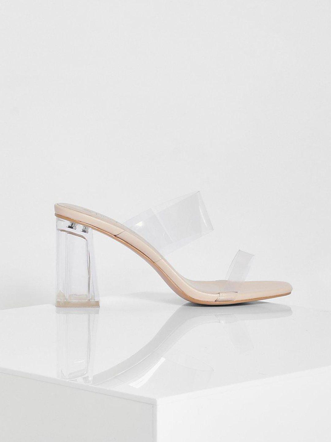 boohoo transparent block heels