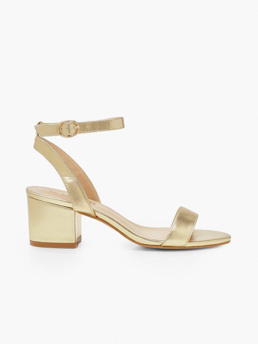 boohoo gold-toned block heels