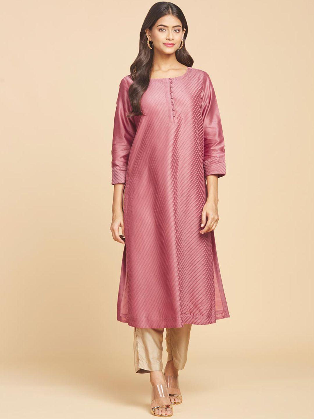 fabindia women pink cotton kurta