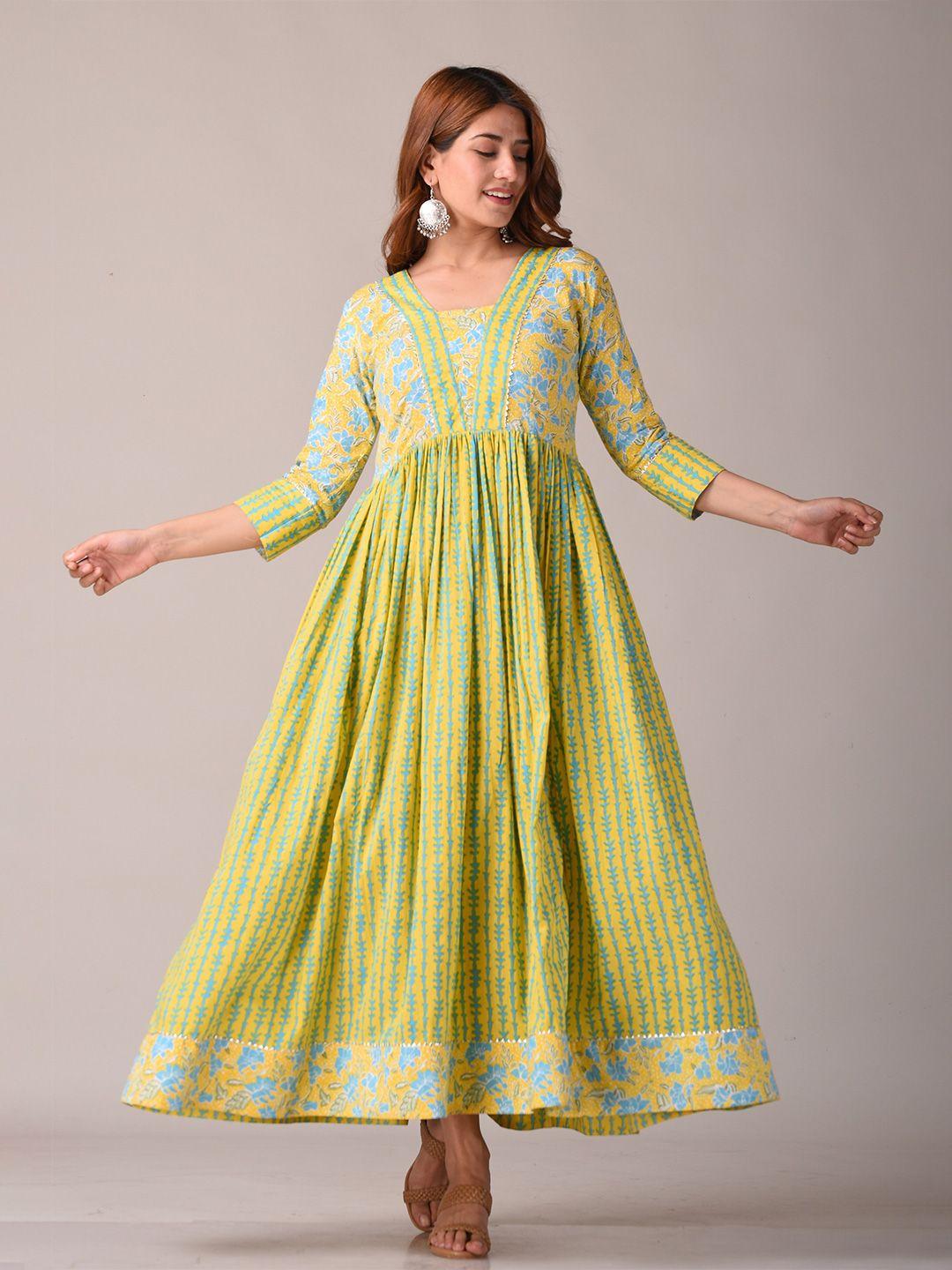 kannahi yellow ethnic motifs ethnic maxi dress