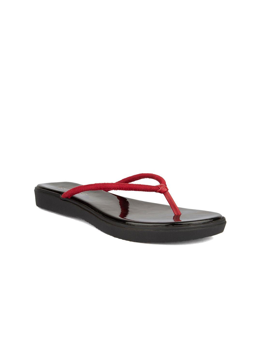 soles women red t-strap flats