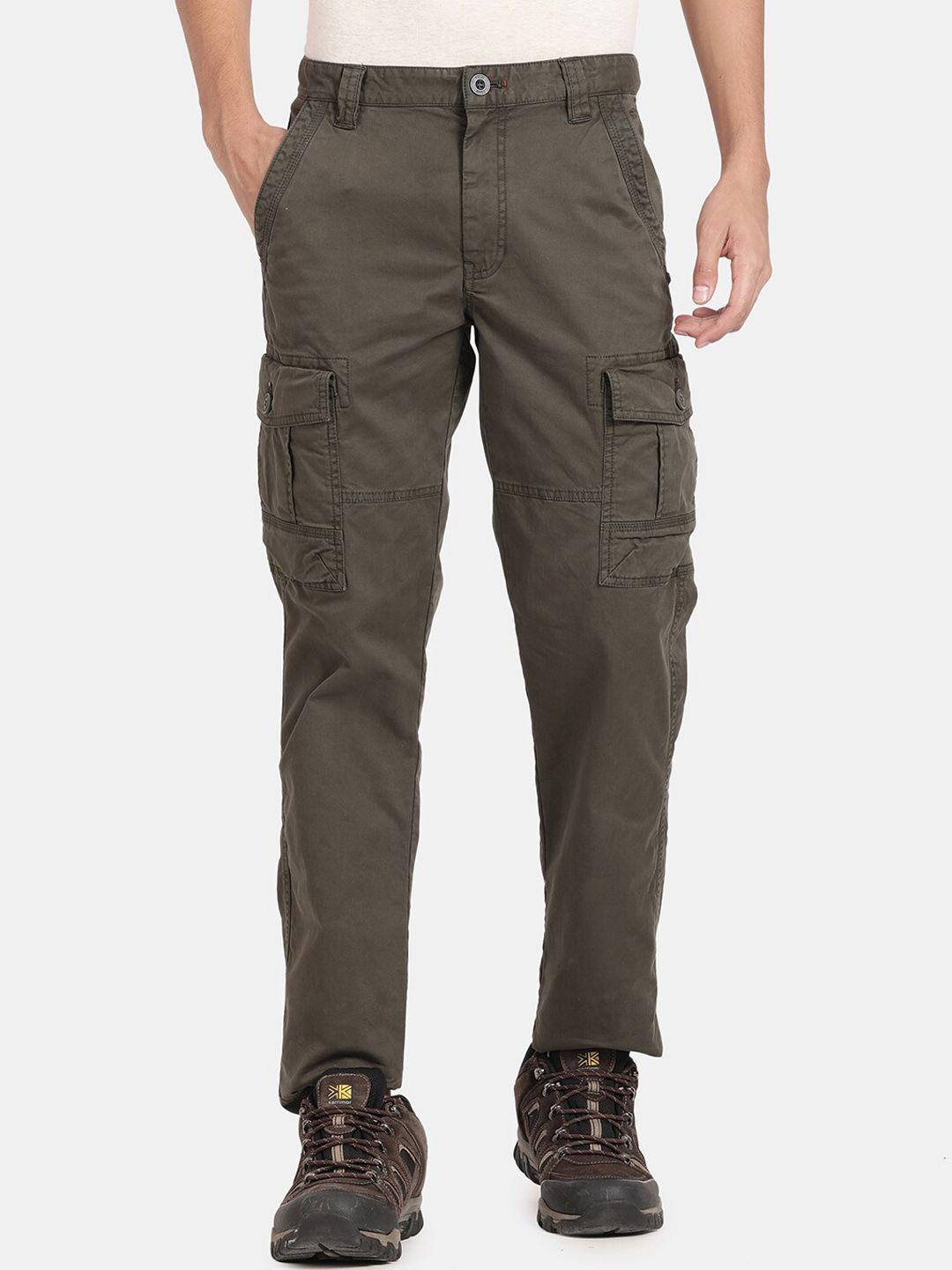 t-base men green cotton cargos trousers