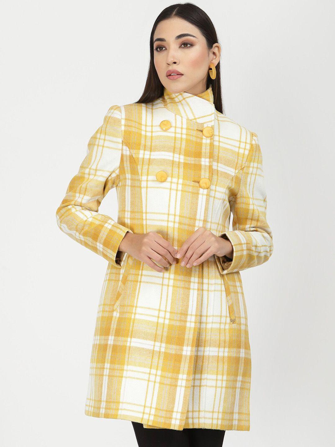 juelle women yellow & white checked over coats