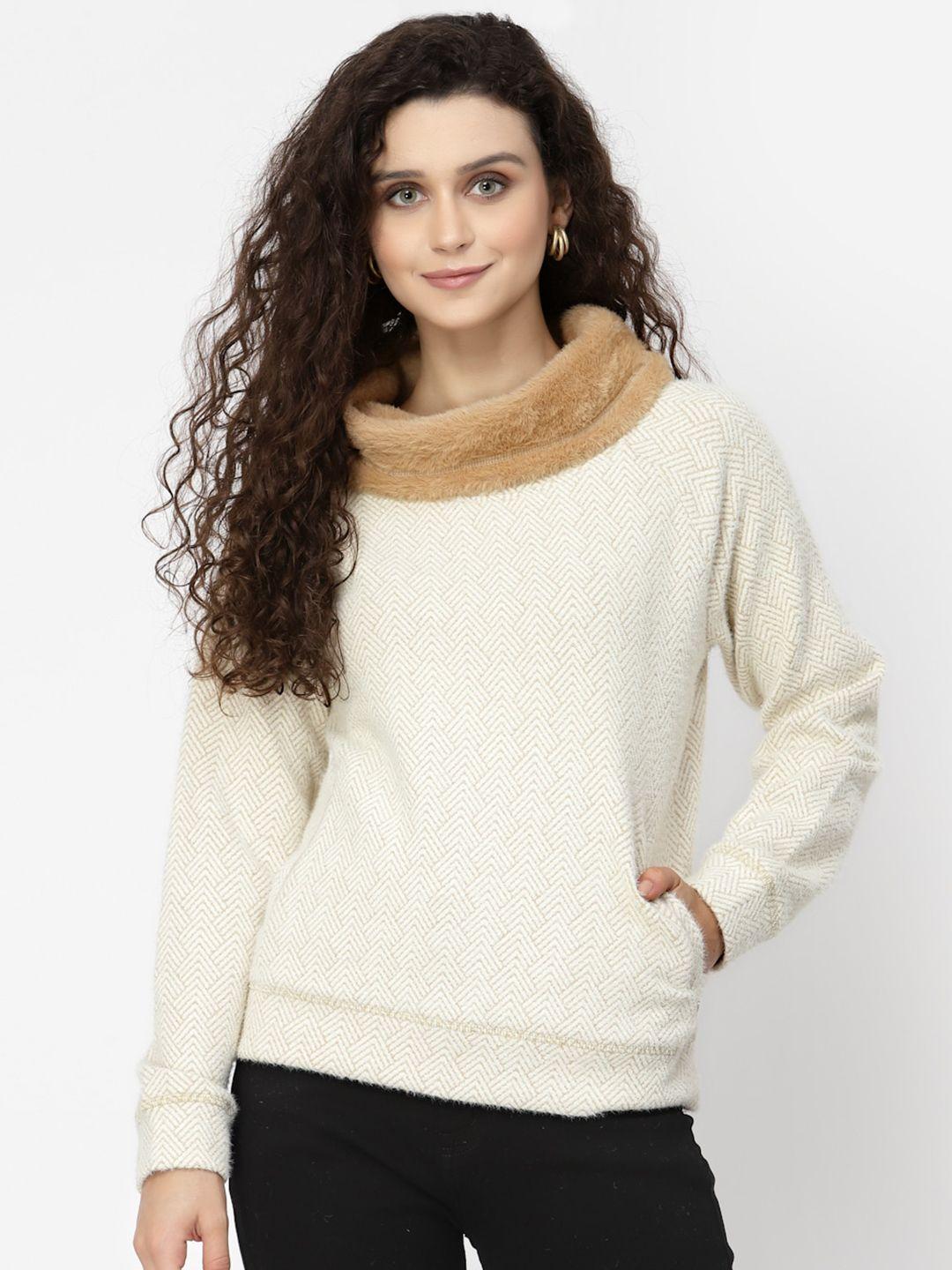 juelle women beige colourblocked sweatshirt