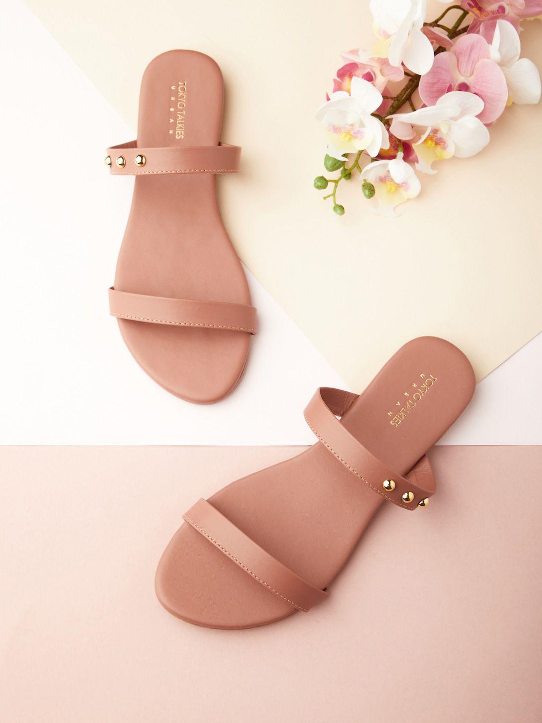 tokyo talkies women nude-coloured open toe flats