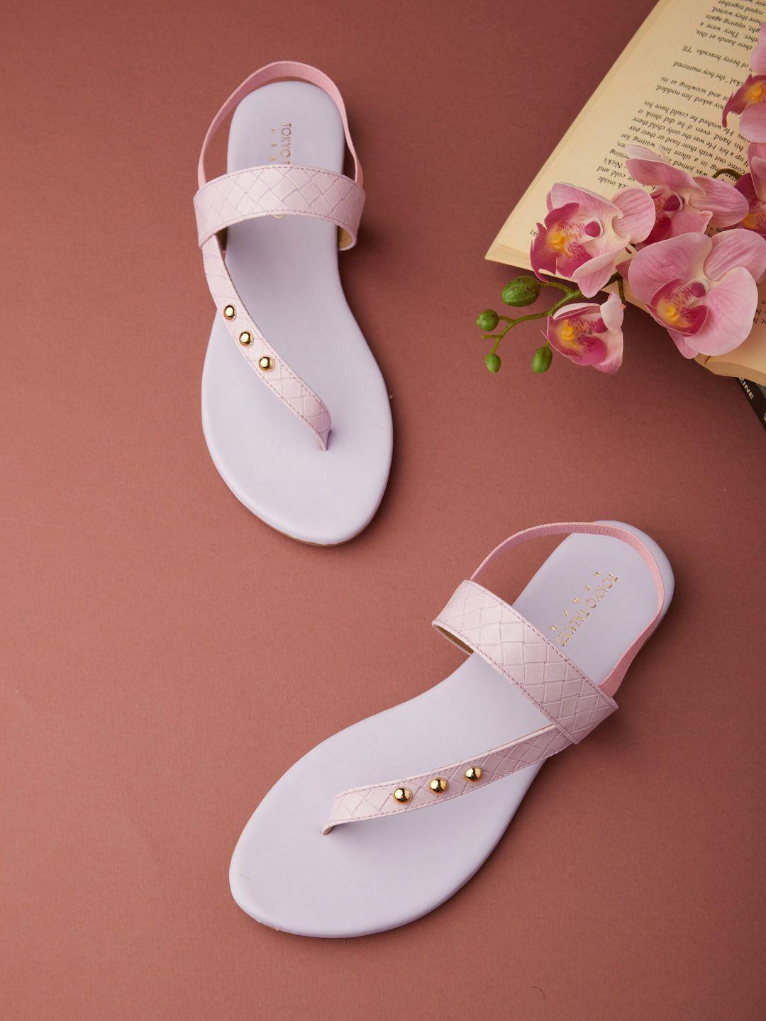 tokyo talkies women lavender embellished open toe flats