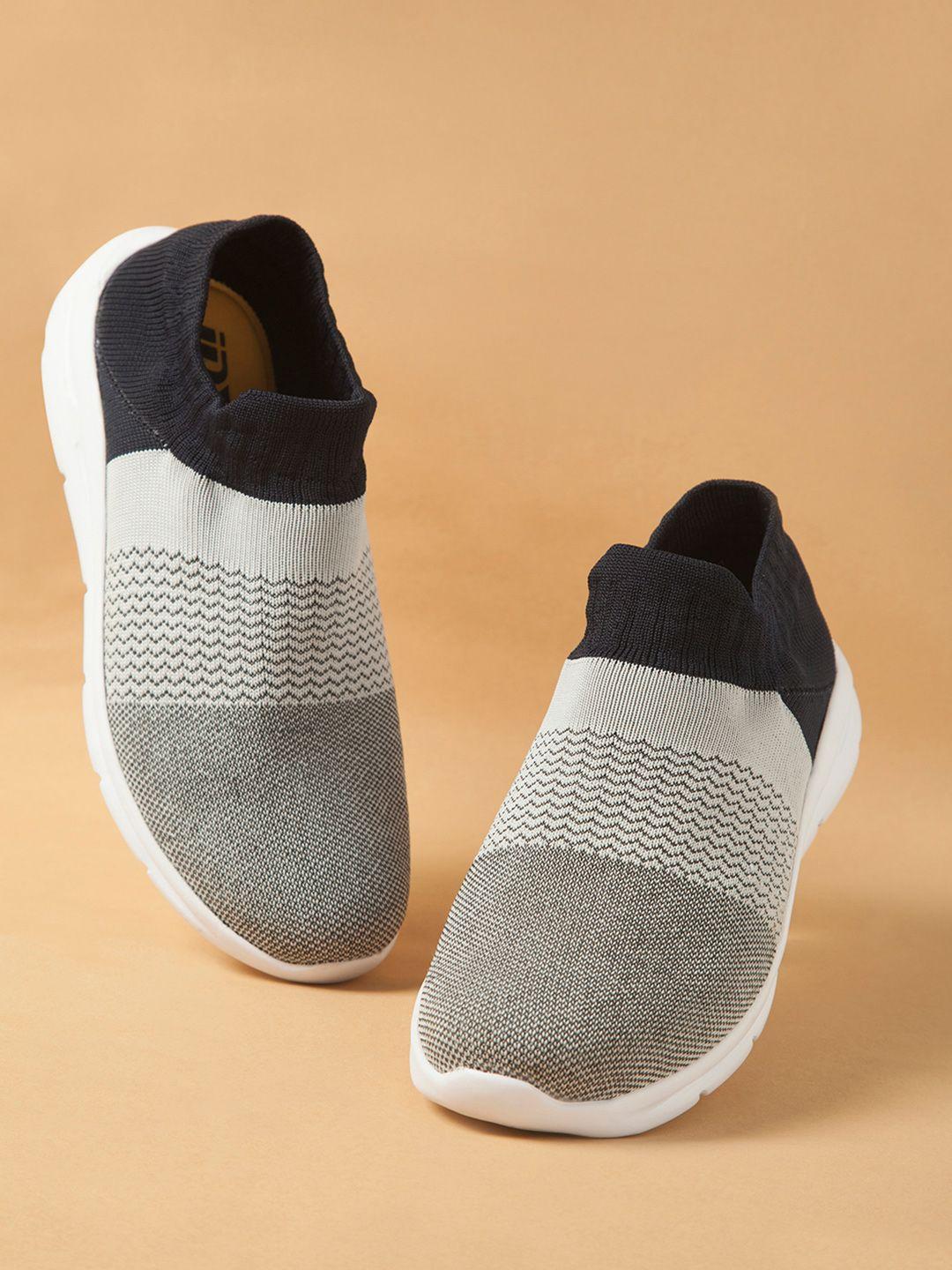 id men navy blue woven design slip-on sneakers