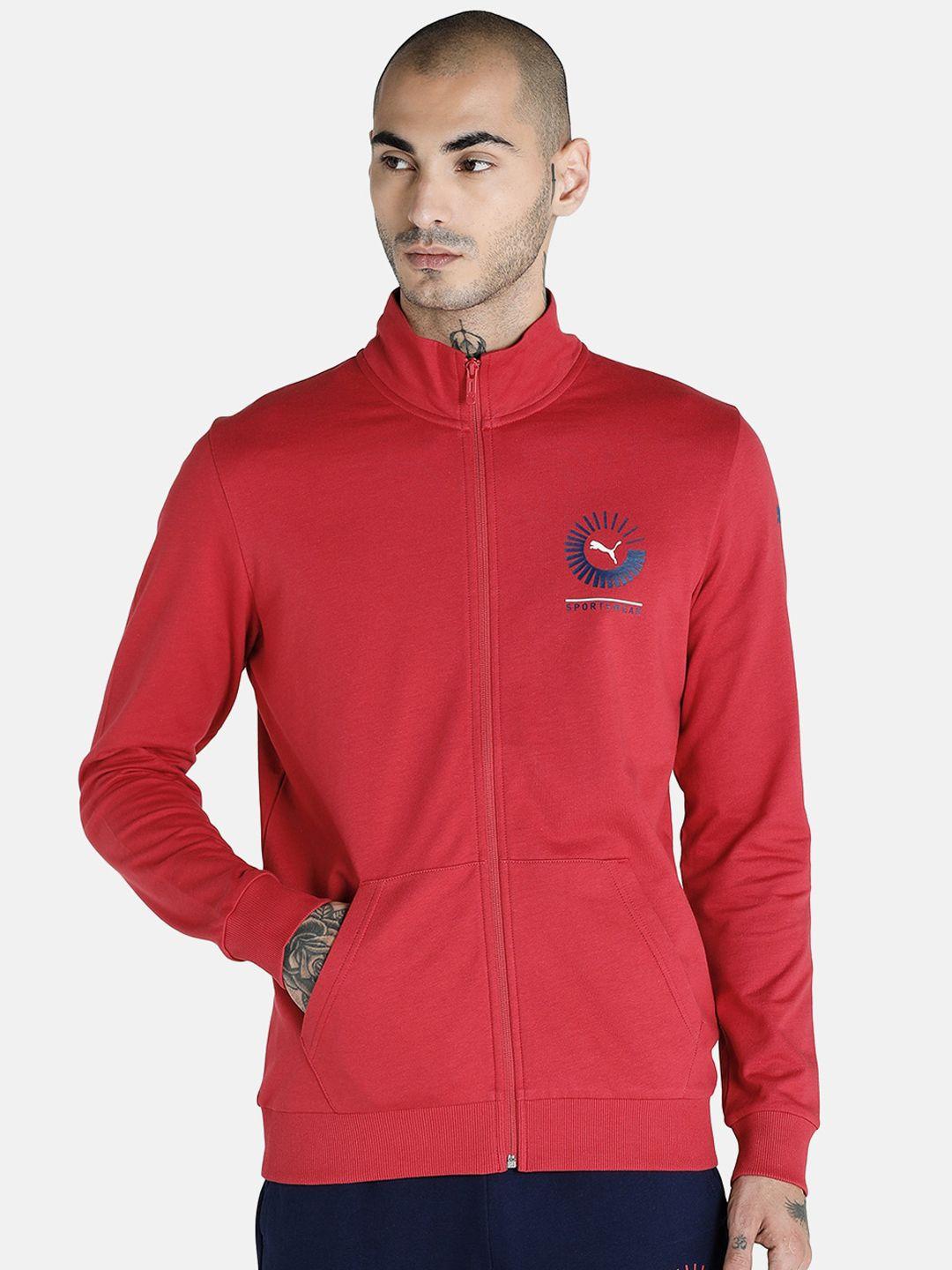 puma men red outdoor sporty jacket