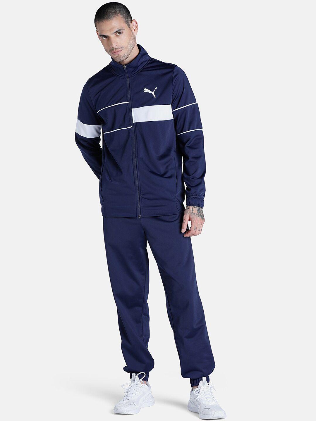 puma men navy blue & white cr tracksuits