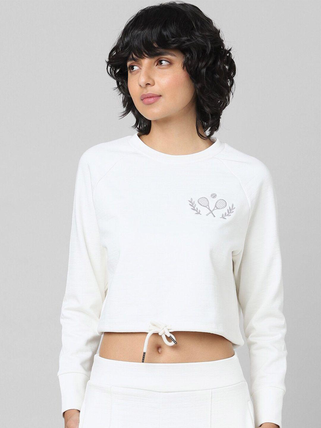 only women white cotton sweatshirt