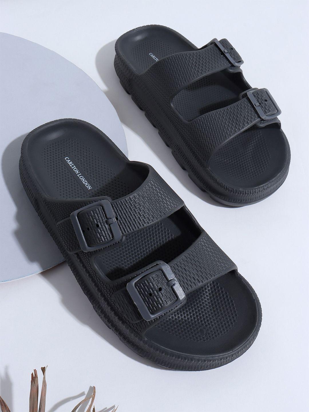 carlton london men grey rubber sliders