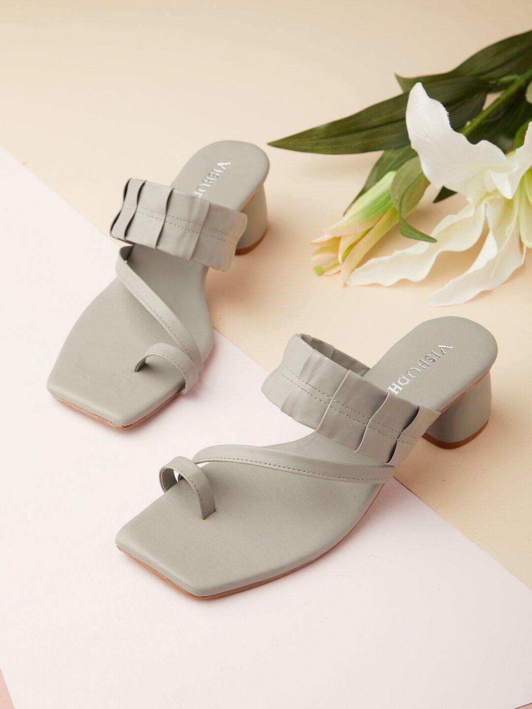 vishudh grey block pumps with bows