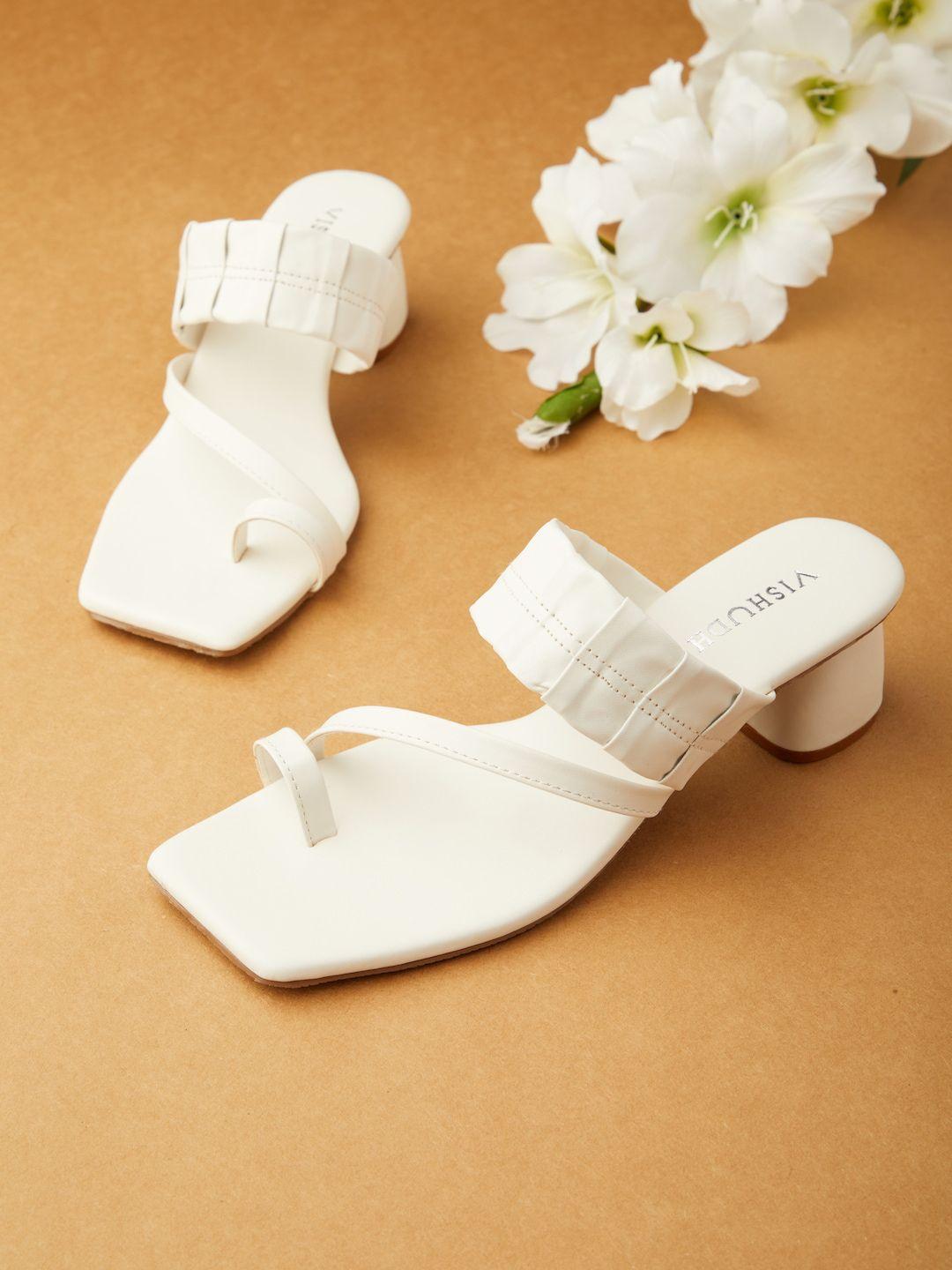 vishudh white block heels