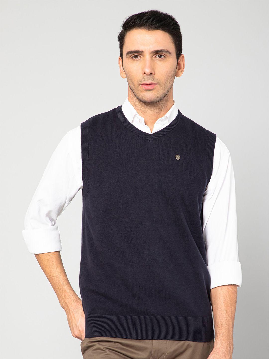 cantabil men navy blue cotton pullover