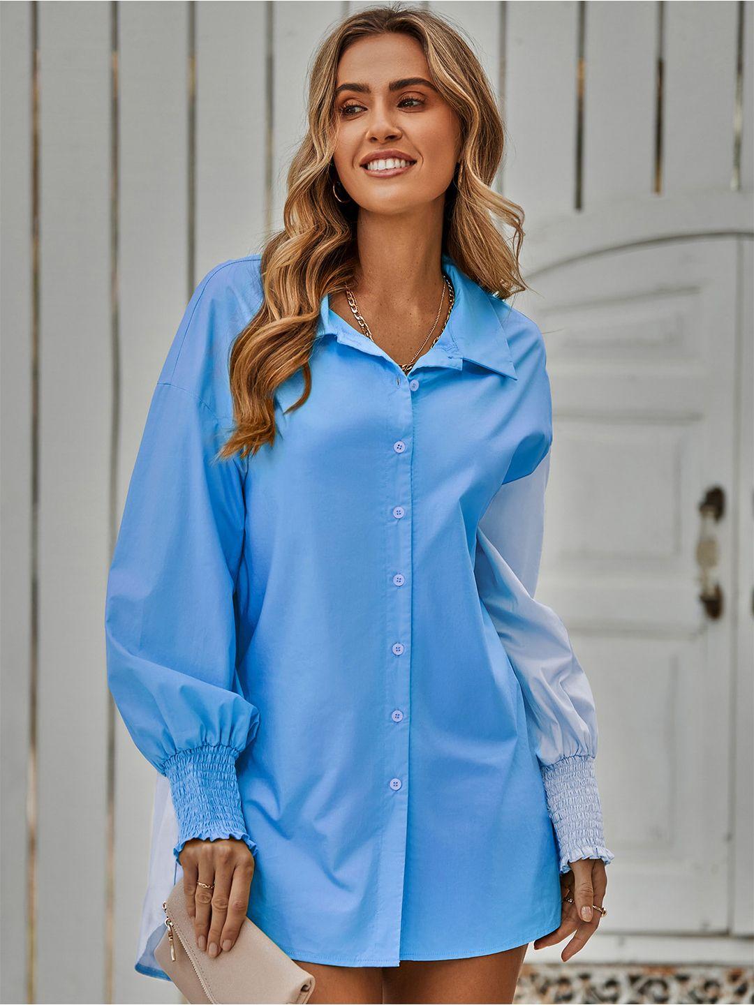 stylecast blue colourblocked shirt style top