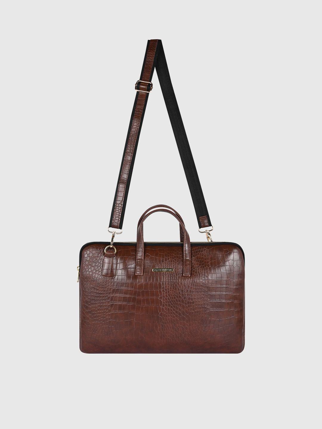 bagsy malone brown textured laptop bag