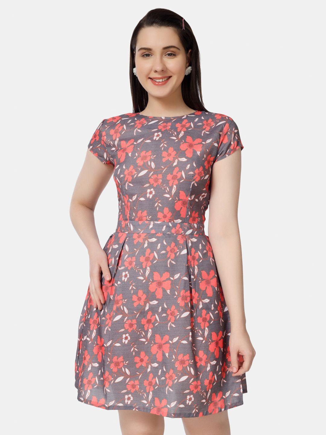 chanira la parezza floral printed boat neck dress