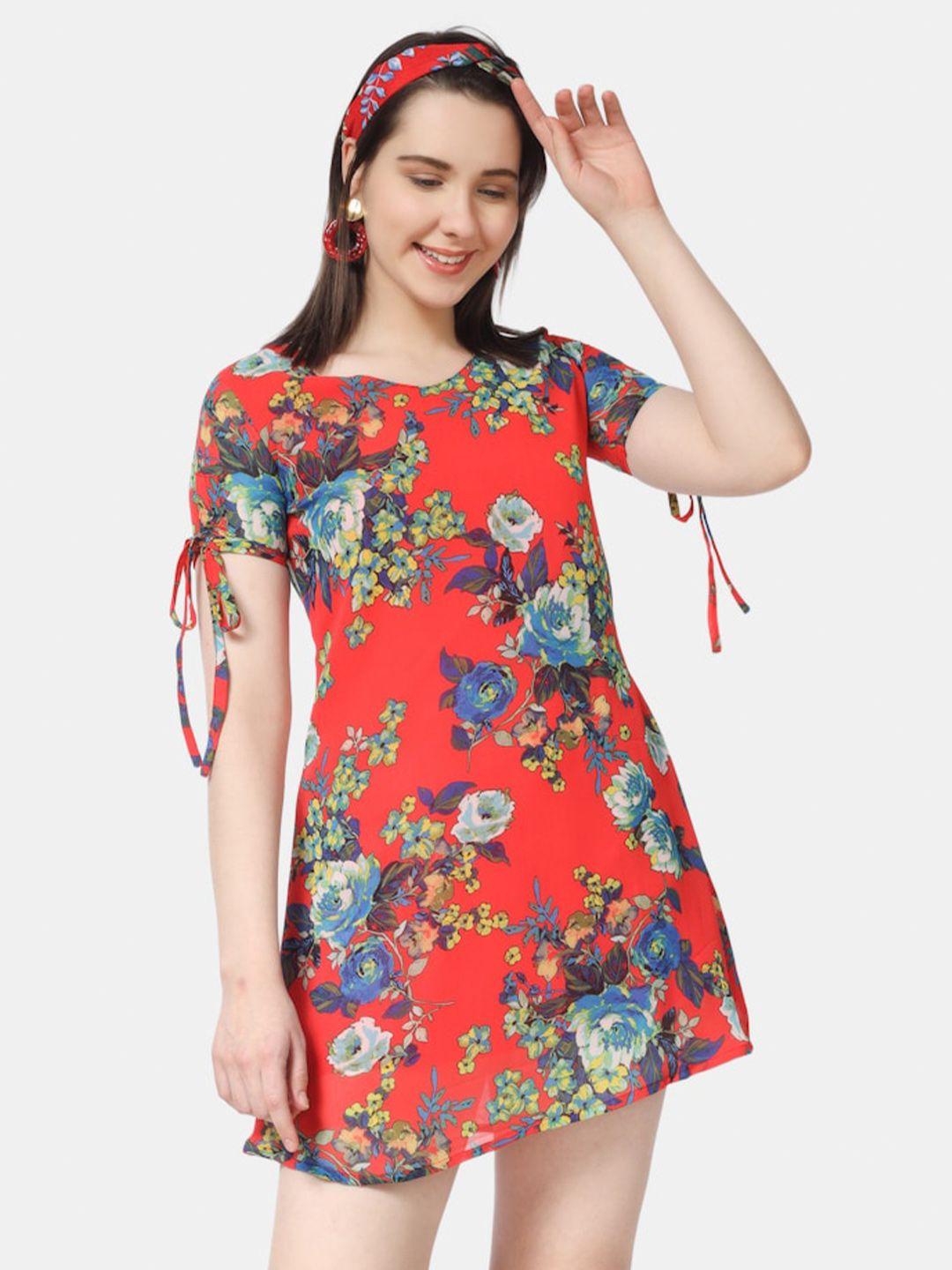 chanira la parezza red floral a-line dress