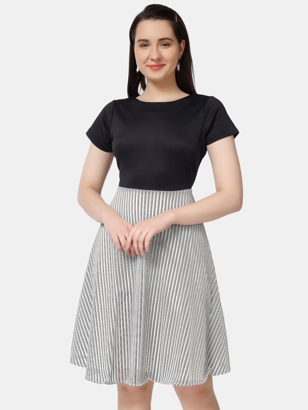 chanira la parezza striped fit and flare dress