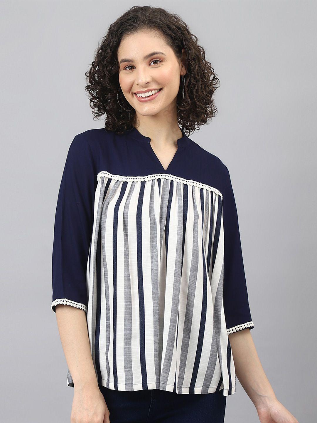 deebaco navy blue & white striped top