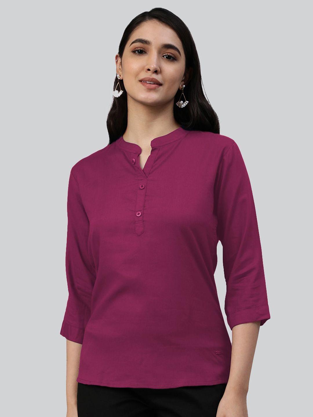 lyra pink mandarin collar top