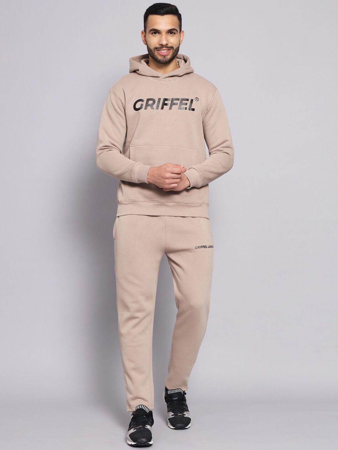 griffel men beige typography regular cotton tracksuit