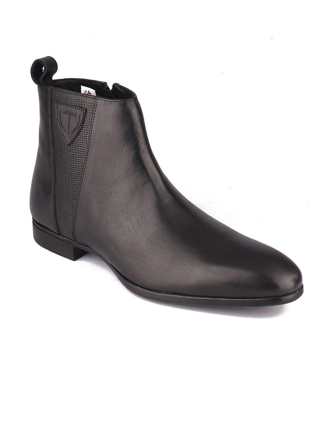 top brass men black leather chelsea boots