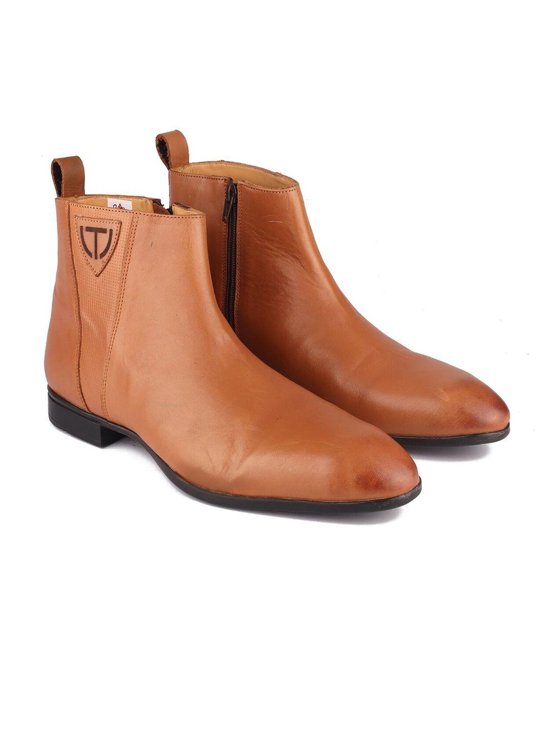 top brass men tan brown leather chelsea boots