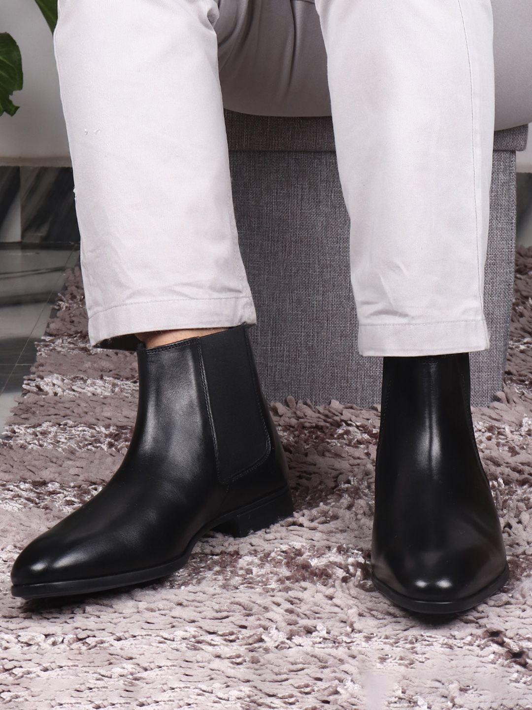 top brass men black leather chelsea boots