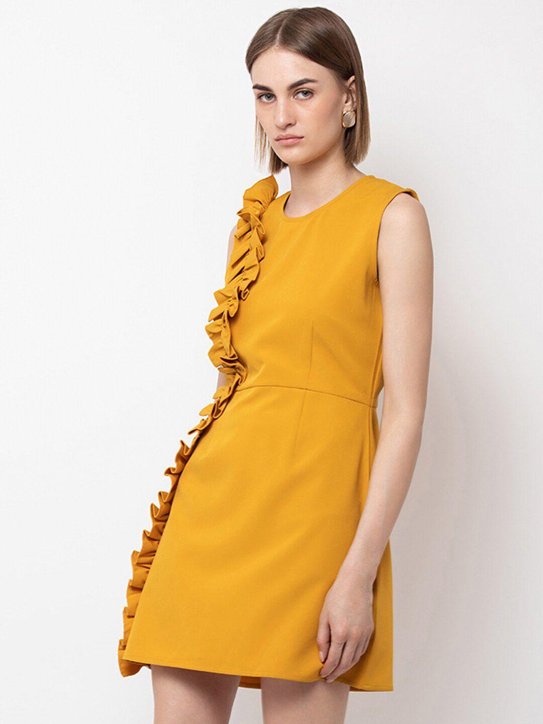 dodo & moa mustard yellow & yellow sheath dress