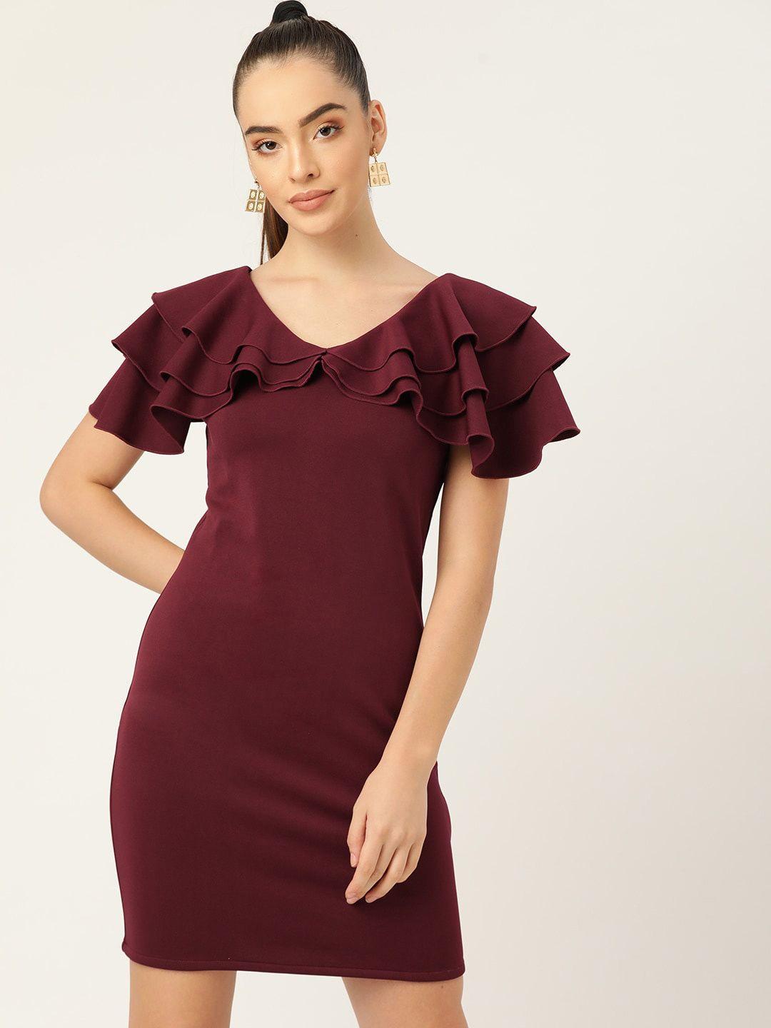 dodo & moa maroon crepe sheath dress