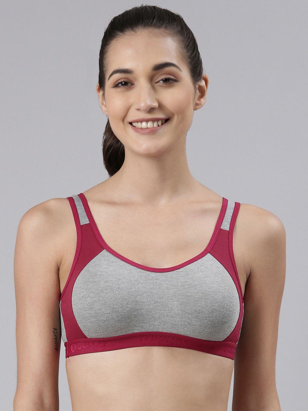 dollar missy grey & maroon non padded cotton bra