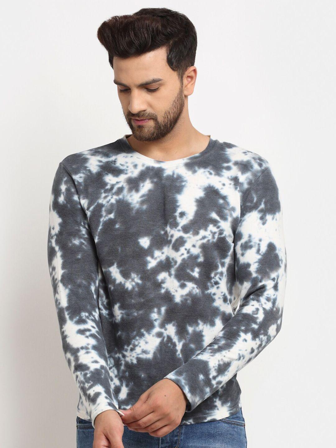 door74 men grey cotton printed sweatshirt