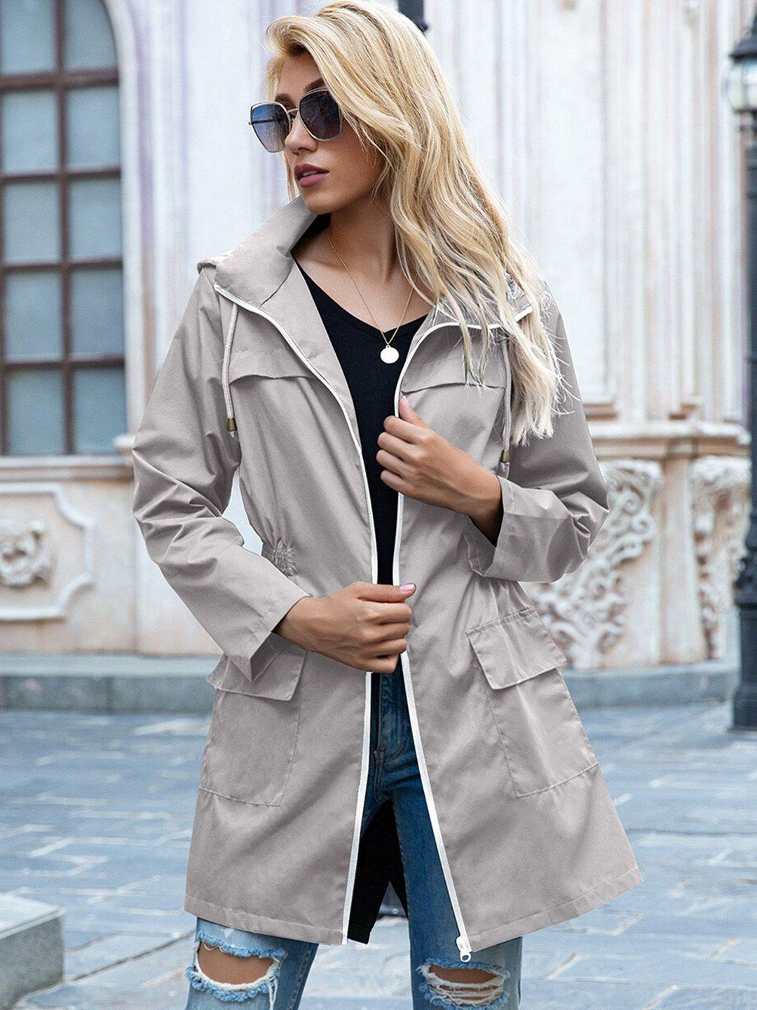 stylecast women grey longline hooded tailored jacket