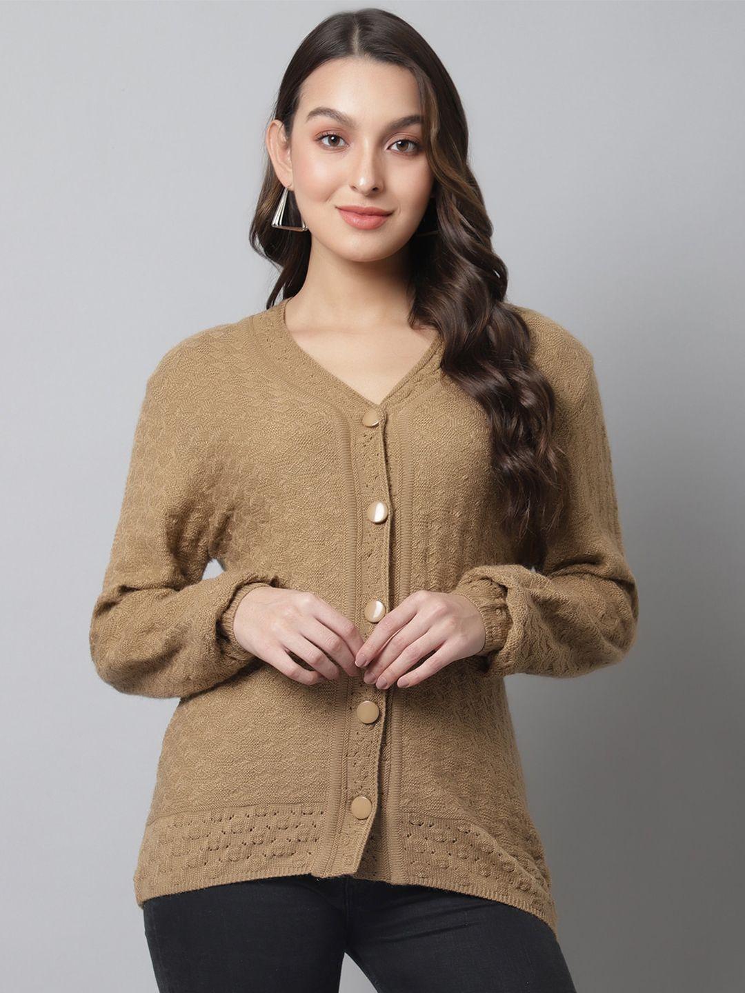 crozo by cantabil women beige wool cardigan