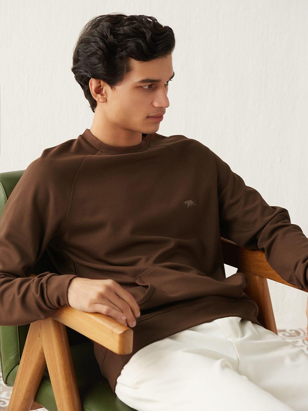 andamen men brown solid sweatshirt