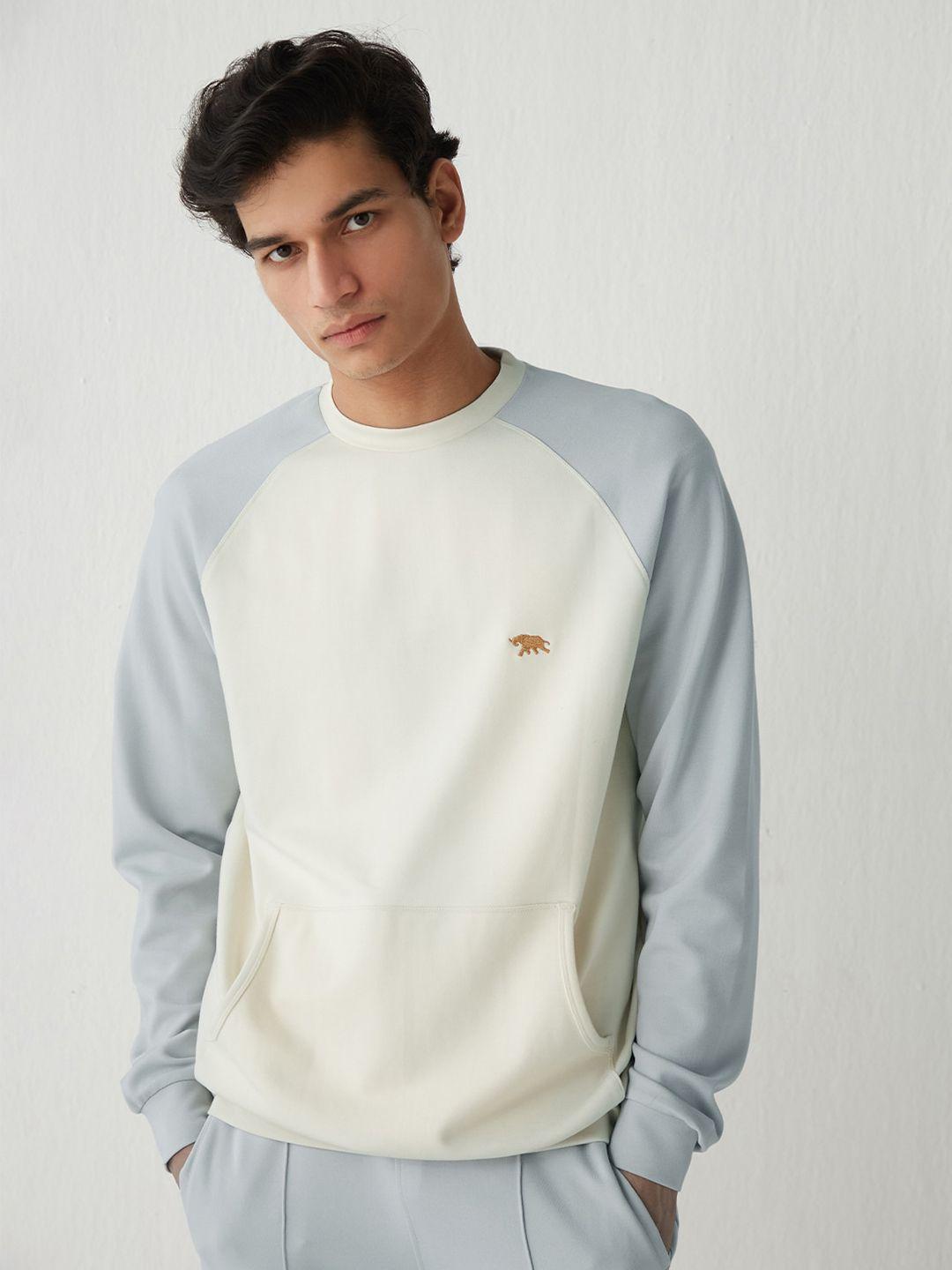 andamen men beige colourblocked sweatshirt