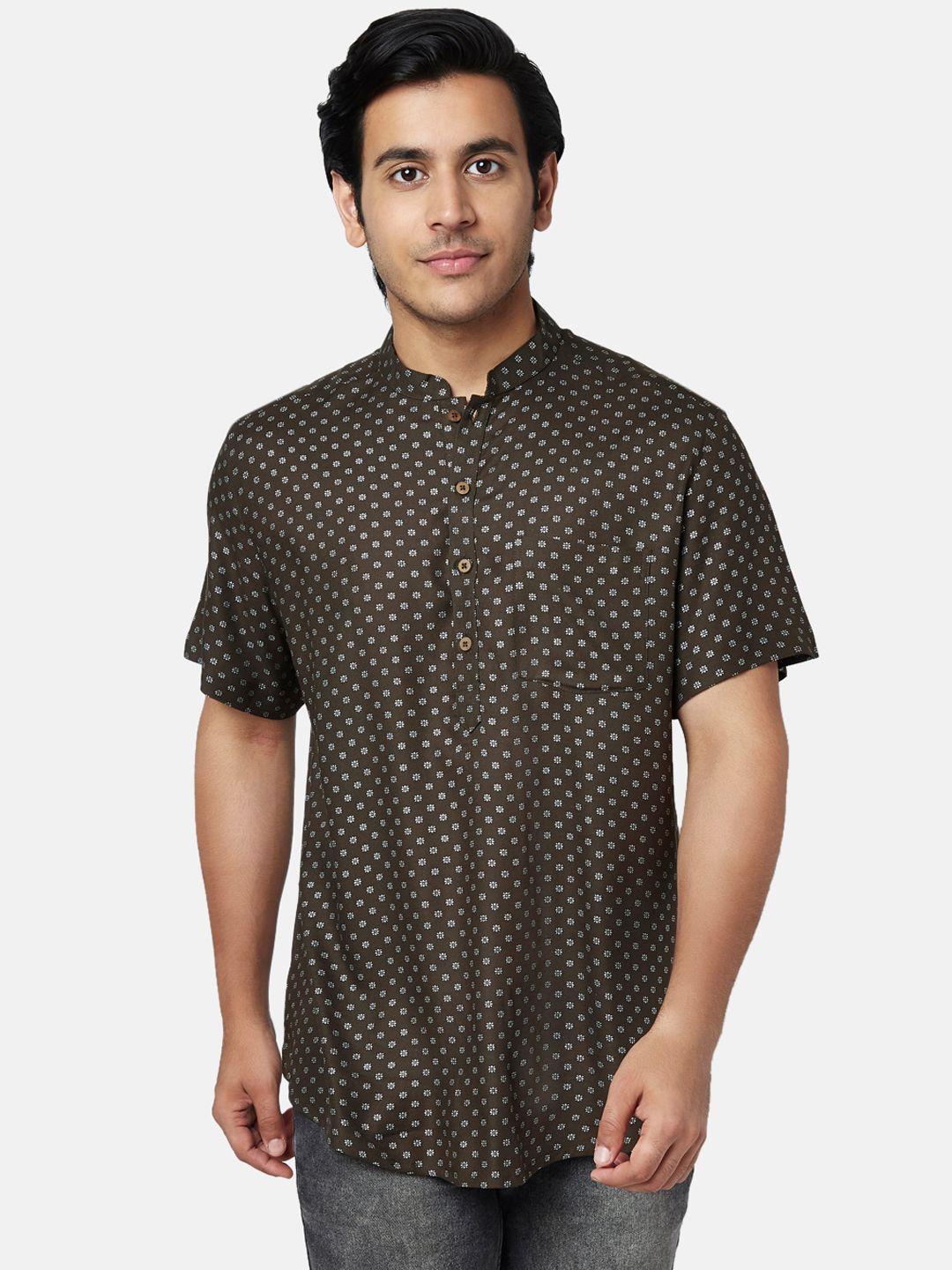 yu by pantaloons men charcoal printed kurta