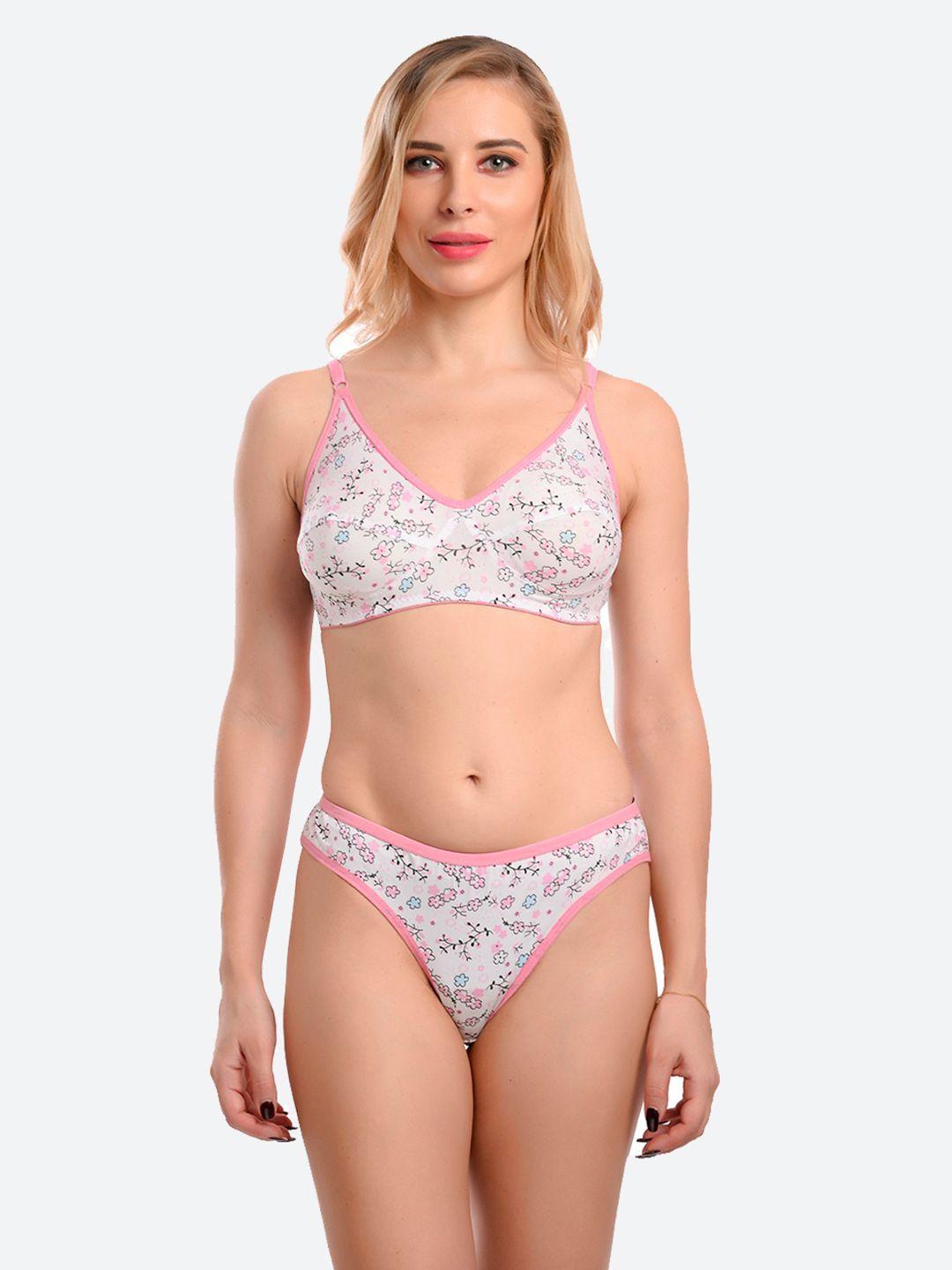 fleurt pink self-design lingerie set