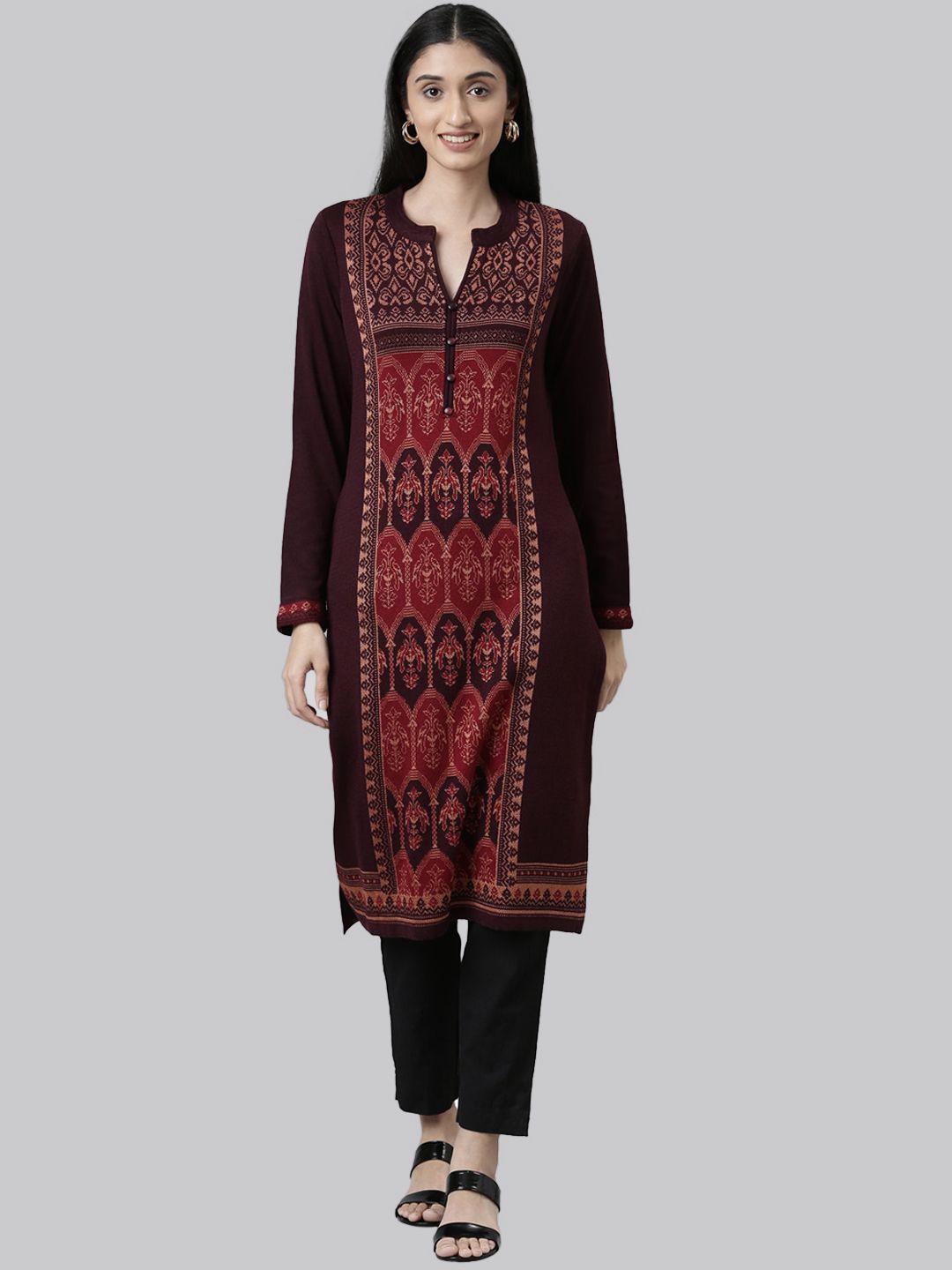 neerus women magenta tribal printed kurta