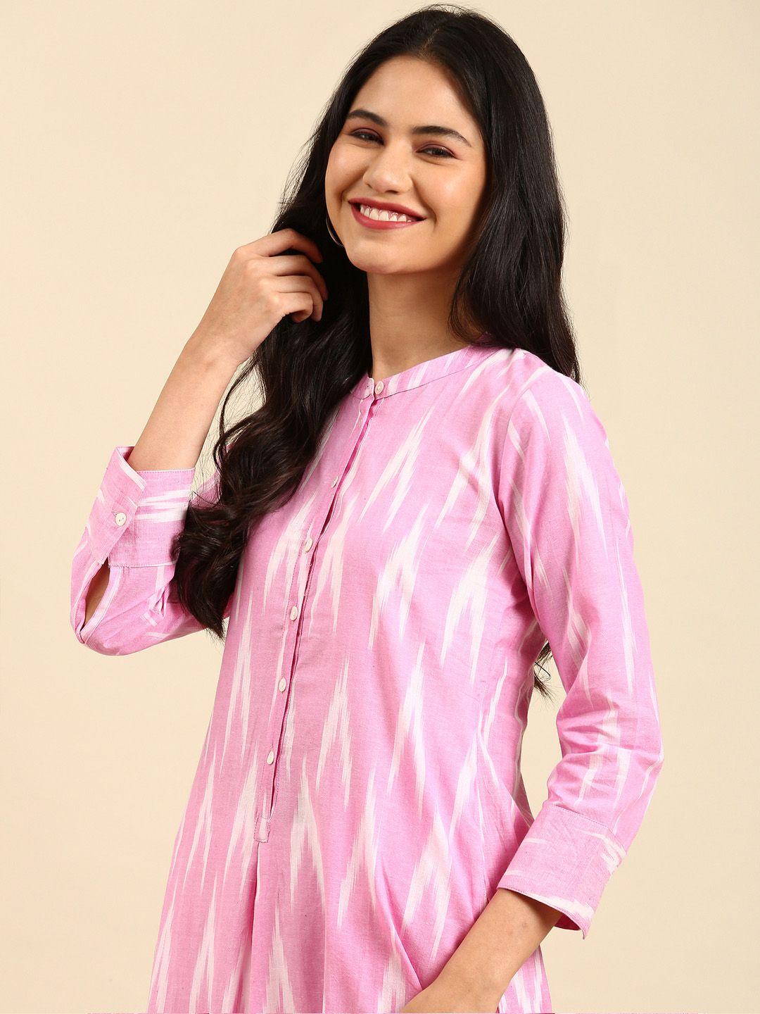 showoff  pink printed linen kurta with trouser